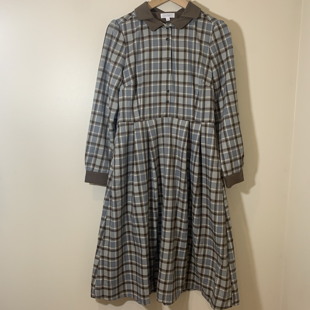 Sweet Salt Midi Dress Womens 10 Plaid Cottagecore Grannycore Modest Church‎